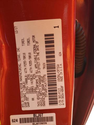 5TFUW5F14JX713778 - 2018 TOYOTA TUNDRA DOUBLE CAB SR/SR5 RED photo 12