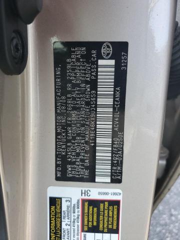 4T1BE46KX9U345659 - 2009 TOYOTA CAMRY BASE GOLD photo 12