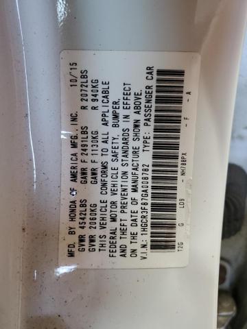 1HGCR3F87GA008782 - 2016 HONDA ACCORD EXL WHITE photo 12