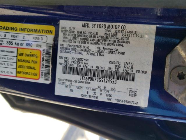 1FA6P0H79G5124553 - 2016 FORD FUSION SE BLUE photo 12