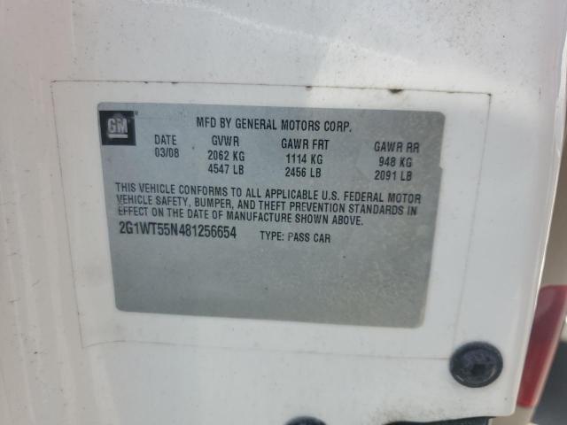 2G1WT55N481256654 - 2008 CHEVROLET IMPALA LT WHITE photo 12