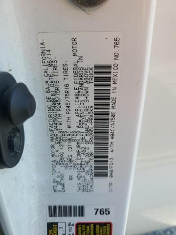 3TMJU4GN6FM175201 - 2015 TOYOTA TACOMA DOUBLE CAB PRERUNNER WHITE photo 13