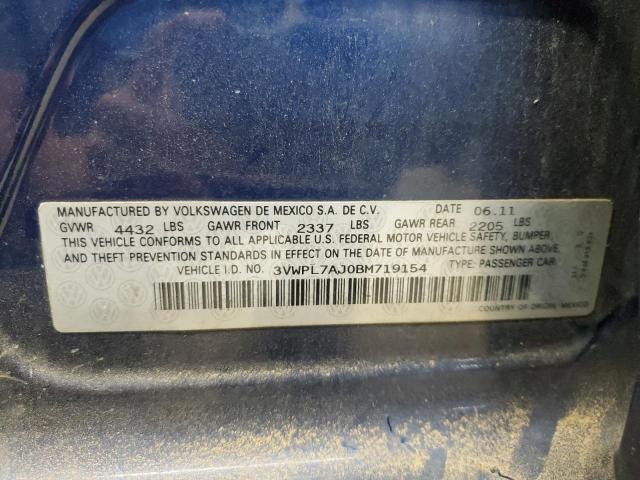 3VWPL7AJ0BM719154 - 2011 VOLKSWAGEN JETTA TDI BLUE photo 12