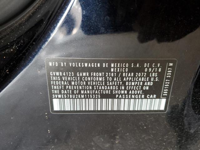 3VWE57BU2KM115325 - 2019 VOLKSWAGEN JETTA SEL Siyah fotoğraf 13