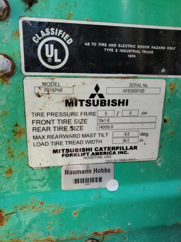 AFB2600100 - 2018 MITSUBISHI FORKLIFT GREEN photo 10