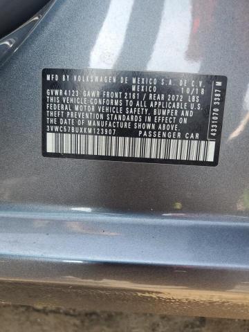 3VWC57BUXKM123907 - 2019 VOLKSWAGEN JETTA S GRAY photo 13