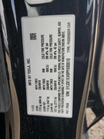 5YJ3E1EA9PF690610 - 2023 TESLA MODEL 3 BLACK photo 12