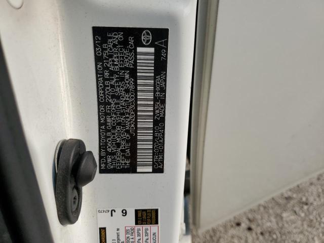 JTDKN3DP3C3007899 - 2012 TOYOTA PRIUS PLUG WHITE photo 12
