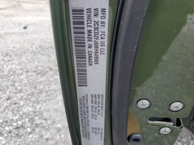 2C3CDZFJ6MH649569 - 2021 DODGE CHALLENGER R/T SCAT PACK GREEN photo 12