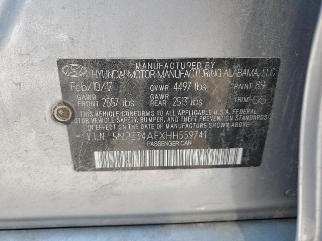 5NPE34AFXHH559741 - 2017 HYUNDAI SONATA SPORT SILVER photo 12