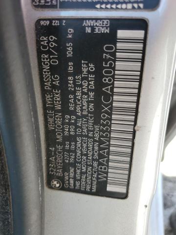 WBAAM3339XCA80570 - 1999 BMW 323 I AUTOMATIC SILVER photo 12
