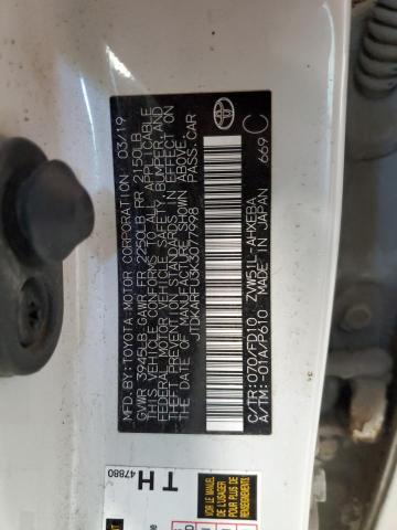 JTDKARFU3K3077998 - 2019 TOYOTA PRIUS Ақ фото 14