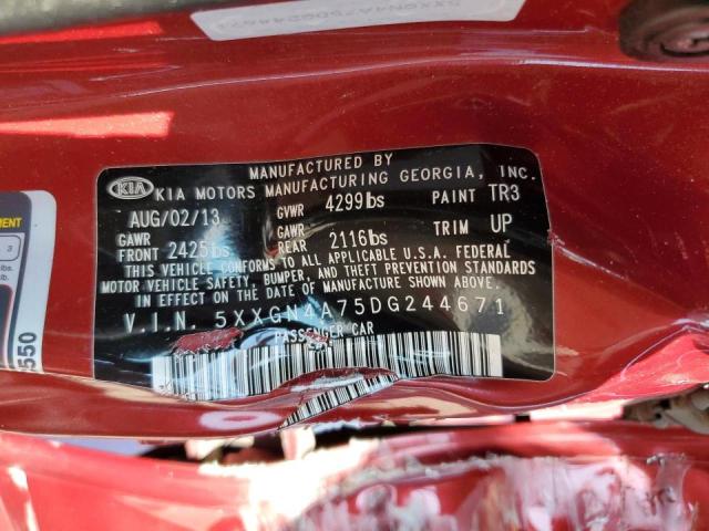 5XXGN4A75DG244671 - 2013 KIA OPTIMA EX RED photo 13