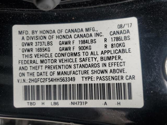 2HGFC2F54HH563349 - 2017 HONDA CIVIC LX BLACK photo 13