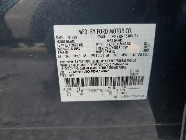 2FMPK4J9XPBA14862 - 2023 FORD EDGE SEL ლურჯი ფოტო 12