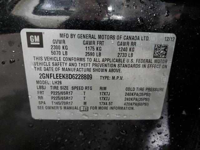 2GNFLEEK8D6228809 - 2013 CHEVROLET EQUINOX LT BLACK photo 13