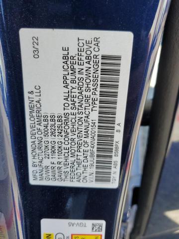 19UUB6F4XNA001541 - 2022 ACURA TLX TECHNOLOGY ლურჯი ფოტო 12