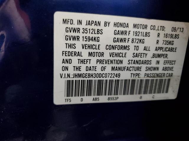 JHMGE8H30DC072249 - 2013 HONDA FIT 蓝色 照片 12