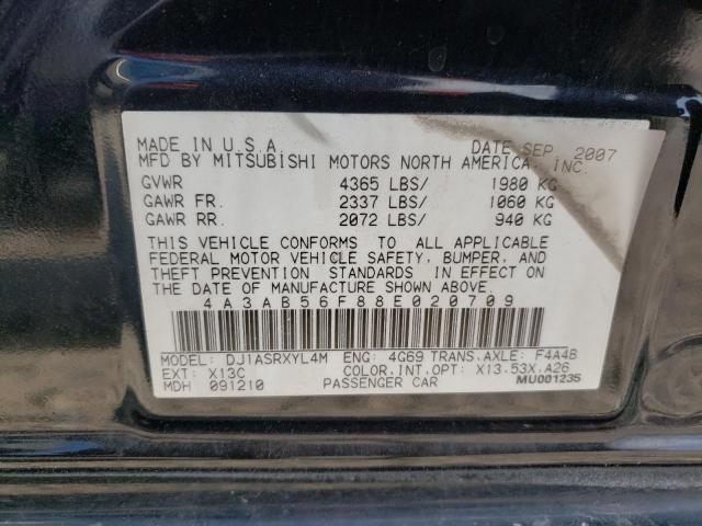 4A3AB56F88E020709 - 2008 MITSUBISHI GALANT ES PREMIUM BLACK photo 12