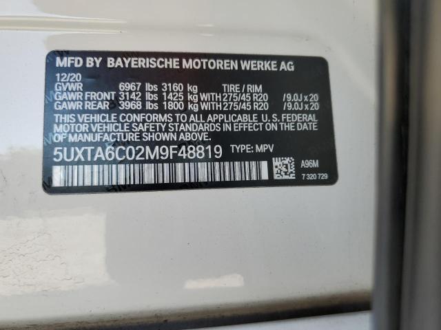 5UXTA6C02M9F48819 - 2021 BMW X5 XDRIVE45E WHITE photo 13