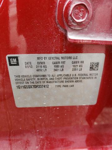 1G11G5SX7DF237412 - 2013 CHEVROLET MALIBU 3LT წითელი ფოტო 12