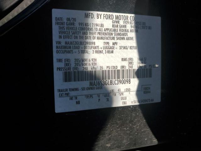 MAJ6S3GL8LC390098 - 2020 FORD ECOSPORT SE BLACK photo 13