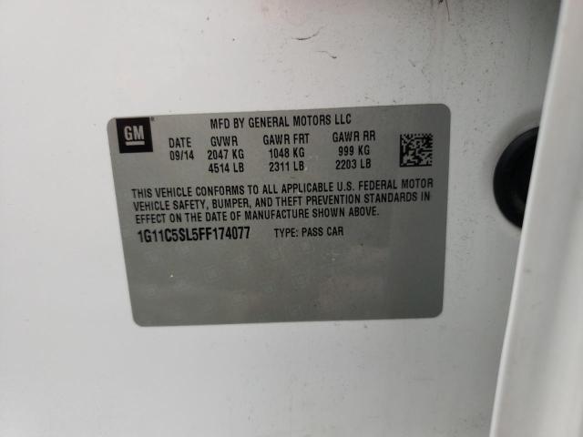 1G11C5SL5FF174077 - 2015 CHEVROLET MALIBU 1LT 白色 照片 12