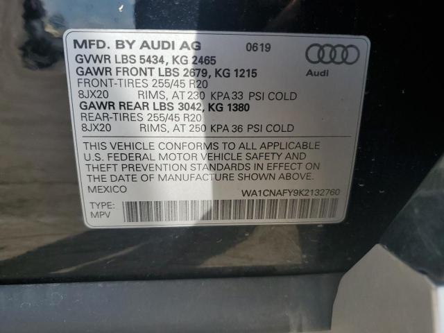 WA1CNAFY9K2132760 - 2019 AUDI Q5 PRESTIGE BLACK photo 14
