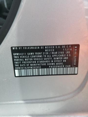 3VW2K7AJ0FM252532 - 2015 VOLKSWAGEN JETTA BASE Gümüş foto 12