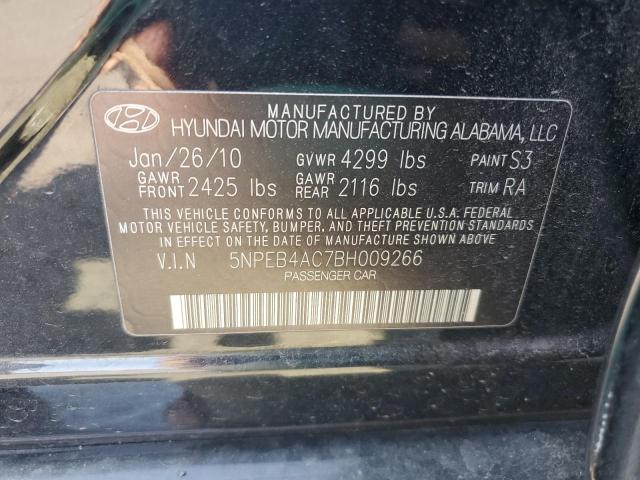 5NPEB4AC7BH009266 - 2011 HYUNDAI SONATA GLS BLACK photo 12