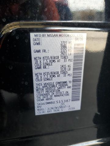 5N1AL0MM8GC515387 - 2016 INFINITI QX60 BLACK photo 13