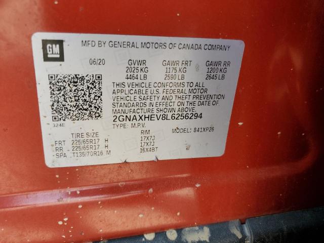 2GNAXHEV8L6256294 - 2020 CHEVROLET EQUINOX LS RED photo 13