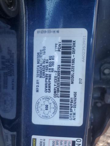 2T1BR32EX4C809753 - 2004 TOYOTA COROLLA CE 蓝色 照片 13