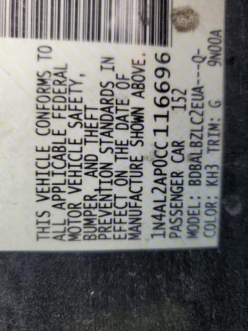 1N4AL2AP0CC116696 - 2012 NISSAN ALTIMA BASE 黑色 照片 13