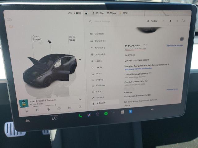 7SAYGDEF4NF444917 - 2022 TESLA MODEL Y 灰色 照片 9