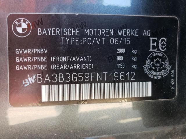 WBA3B3G59FNT19612 - 2015 BMW 328 XI GRAY photo 12