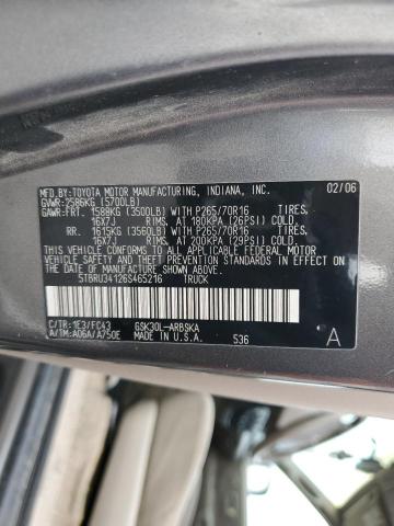 5TBRU34126S465216 - 2006 TOYOTA TUNDRA ACCESS CAB SR5 GRAY photo 12