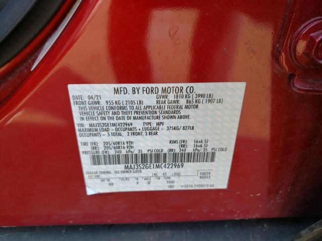 MAJ3S2GE1MC422969 - 2021 FORD ECOSPORT SE RED photo 14
