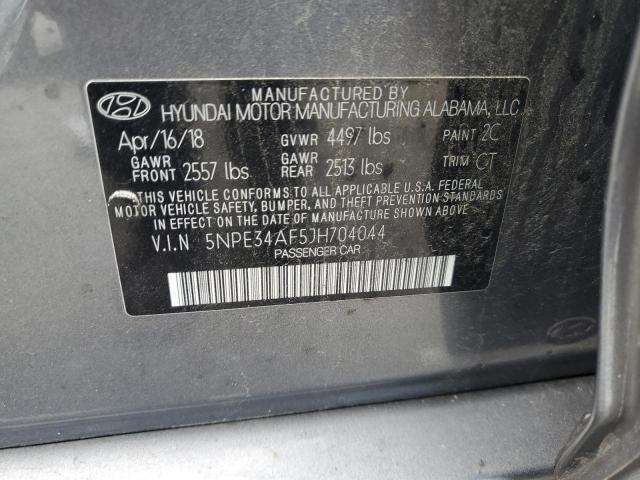5NPE34AF5JH704044 - 2018 HYUNDAI SONATA SPORT Մոխրագույն լուսանկար 12