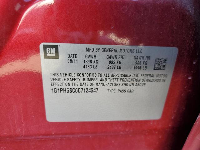 1G1PH5SC6C7124547 - 2012 CHEVROLET CRUZE LTZ RED photo 12