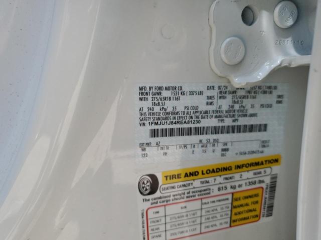 1FMJU1J84REA81230 - 2024 FORD EXPEDITION XLT WHITE photo 14