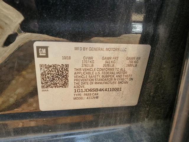 1G1JD6SB4K4110001 - 2019 CHEVROLET SONIC LT أسود صورة 12