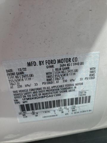 1FMSK8DH8PGA01380 - 2023 FORD EXPLORER XLT Beyaz fotoğraf 13