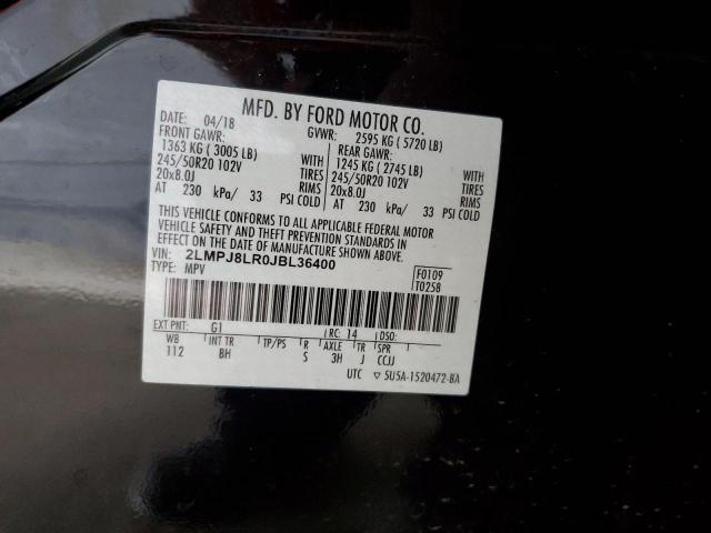 2LMPJ8LR0JBL36400 - 2018 LINCOLN MKX RESERVE Чорний фото 13