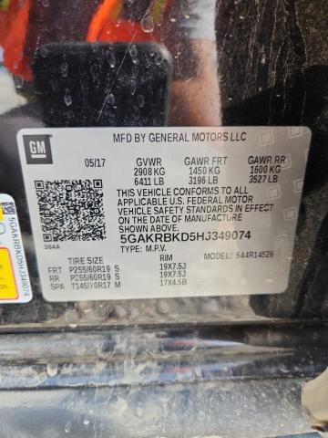 5GAKRBKD5HJ349074 - 2017 BUICK ENCLAVE BLACK photo 13