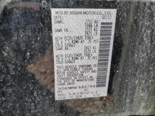 5N1DR2MM9HC684794 - 2017 NISSAN PATHFINDER S BLACK photo 13