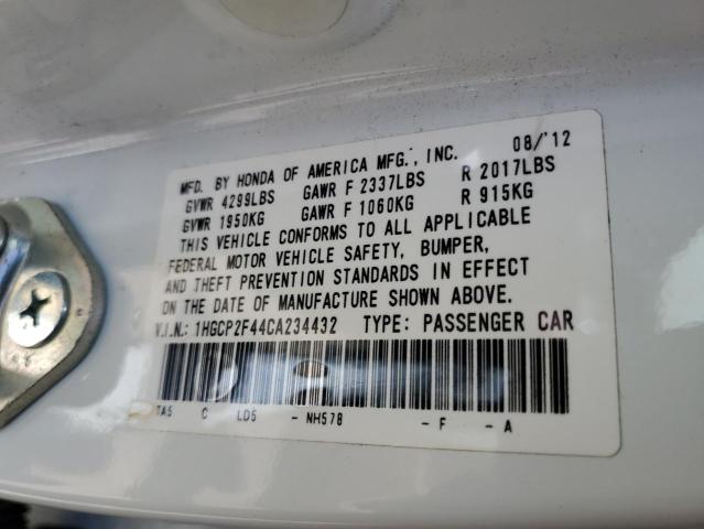1HGCP2F44CA234432 - 2012 HONDA ACCORD LXP WHITE photo 12