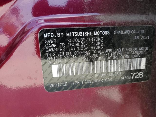 ML32AUHJ8MH006259 - 2021 MITSUBISHI MIRAGE ES BURGUNDY photo 12