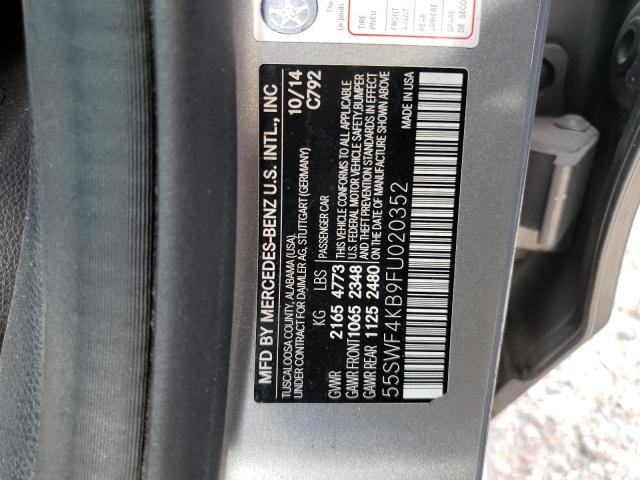 55SWF4KB9FU020352 - 2015 MERCEDES-BENZ C 300 4MATIC SILVER photo 13