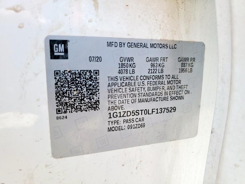 1G1ZD5ST0LF137529 - 2020 CHEVROLET MALIBU LT WHITE photo 13